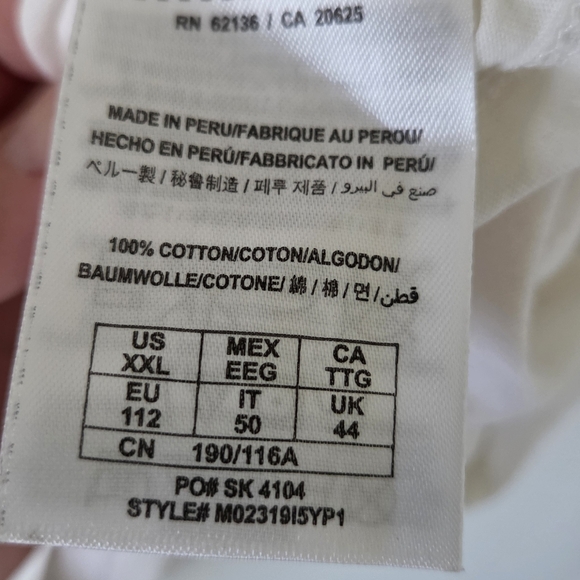 GUESS White Men's V-Neck Graphic Shirt XXL - Picture 6 of 7